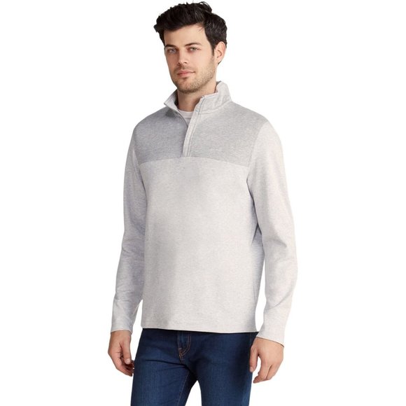 Calvin Klein Men's Gray Colorblock 1/4 Zip Pullover Sweatshirt NWT Size L - Picture 1 of 10